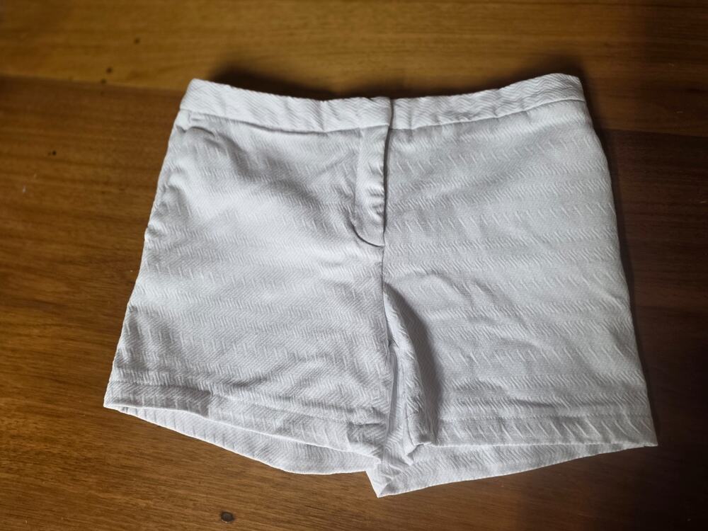 Mario Serrani‎ Italy White Herringbone Stretch Dressy Coastal Preppy Shorts (6)